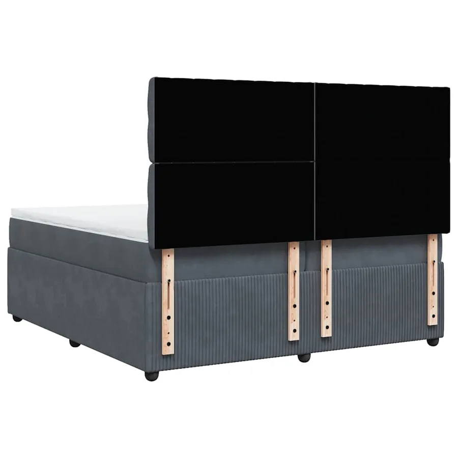 Sommier à lattes de lit et matelas Gris foncé 200x200cm Velours - 9