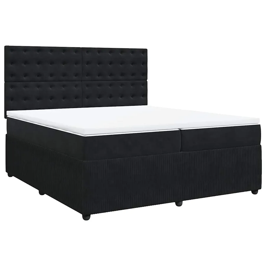 Sommier à lattes de lit et matelas Noir 200x200 cm Velours - 2