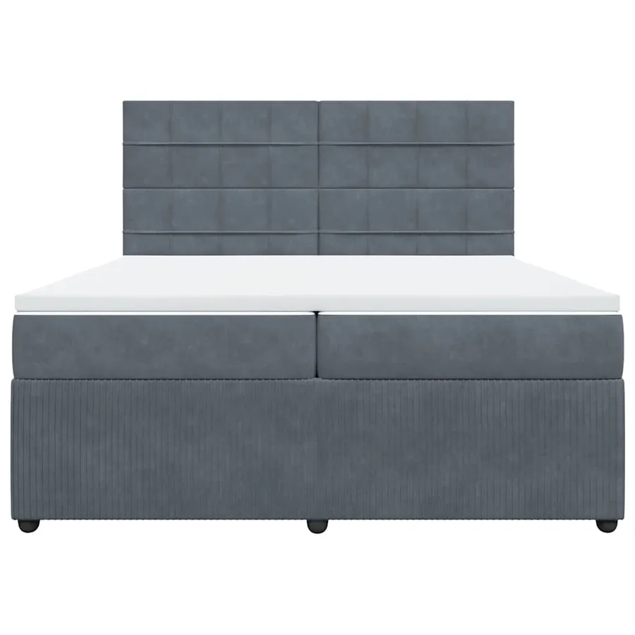 Sommier à lattes de lit et matelas Gris foncé 200x200cm Velours - 4
