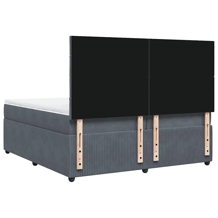 Sommier à lattes de lit et matelas Gris foncé 200x200cm Velours - 6