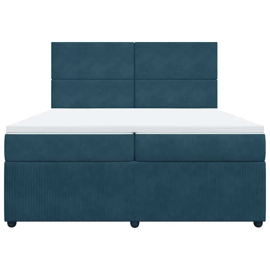Sommier à lattes de lit et matelas Bleu 200x200 cm velours - 6
