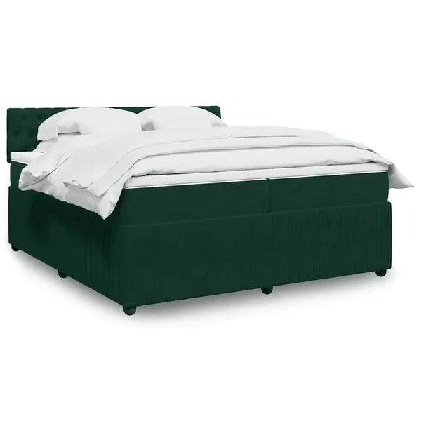Sommier à lattes de lit et matelas Vert foncé 200x200cm Velours