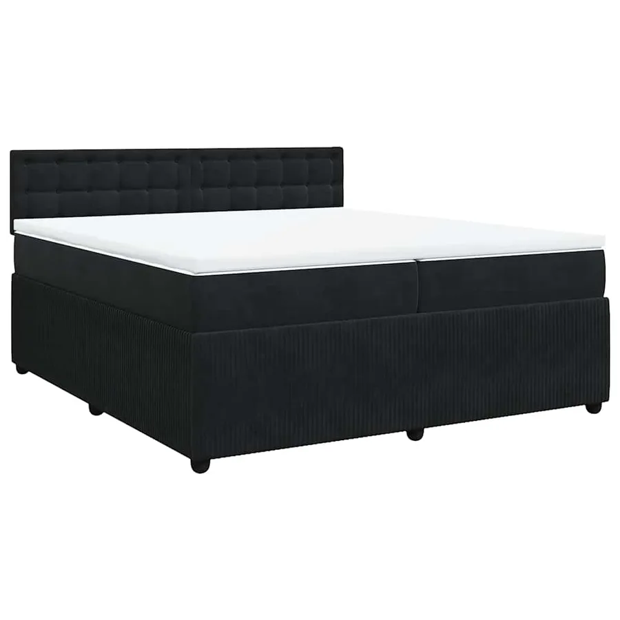Sommier à lattes de lit et matelas Noir 200x200 cm Velours - 3