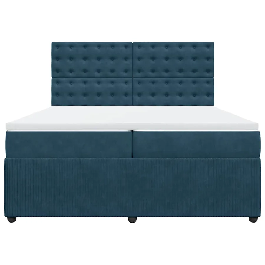 Sommier à lattes de lit et matelas Bleu foncé 200x200cm Velours - 4