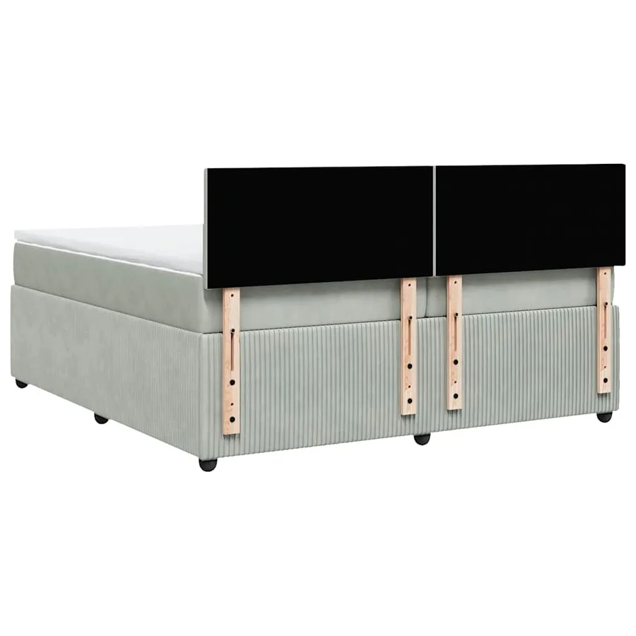 Sommier à lattes de lit et matelas Gris clair 200x200cm Velours - 10