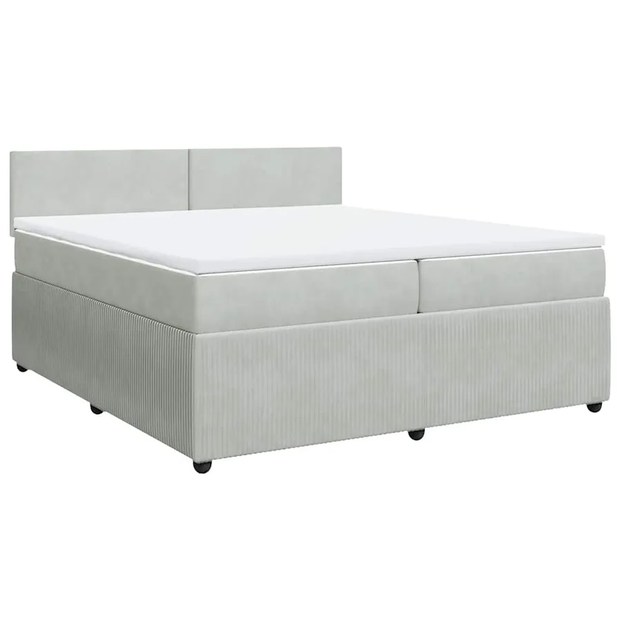 Sommier à lattes de lit et matelas Gris clair 200x200cm Velours - 2