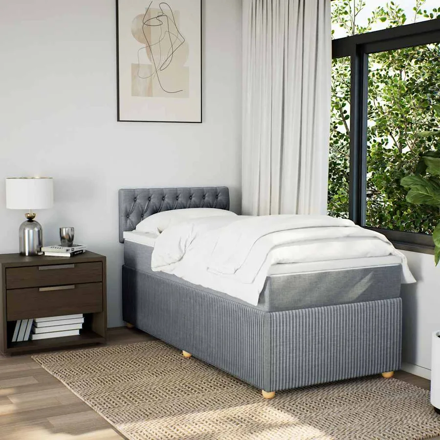 Sommier à lattes de lit et matelas Gris clair 200x200cm Velours - 3