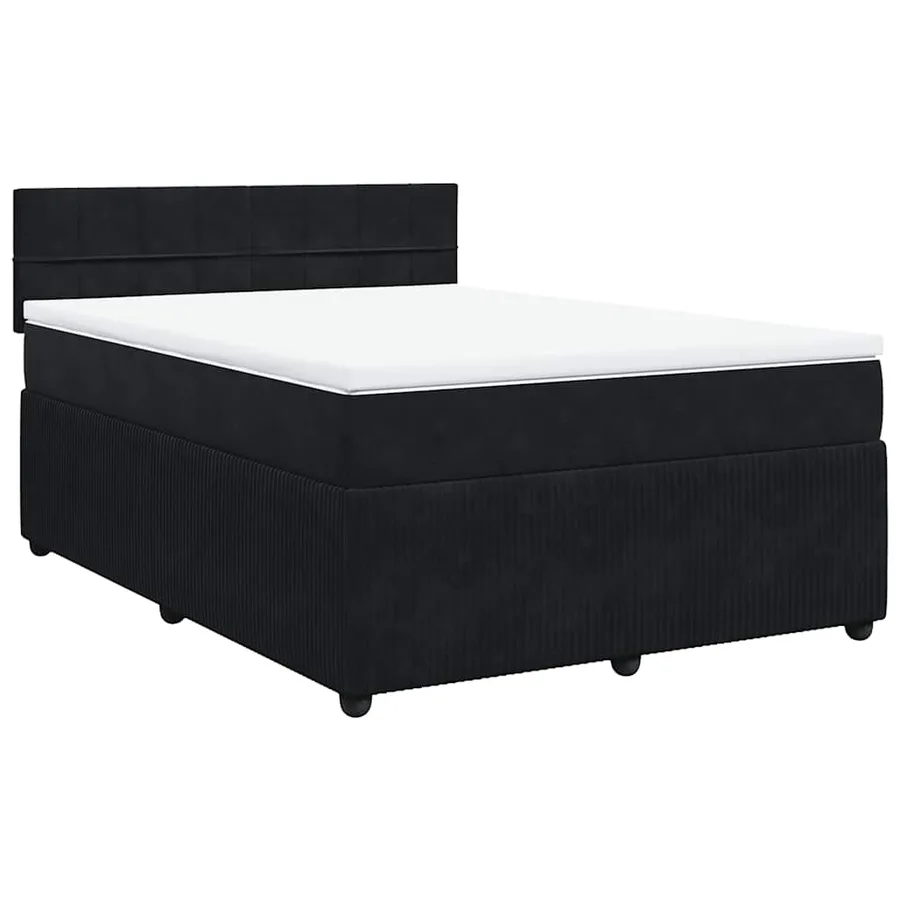 Sommier à lattes de lit avec matelas Noir 140x200 cm Velours - 2