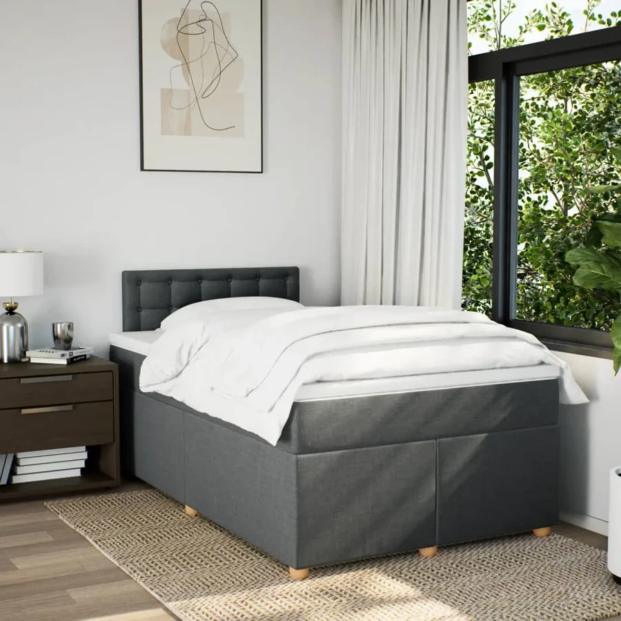 Sommier à lattes de lit avec matelas Gris foncé 120x200cm Tissu - 4