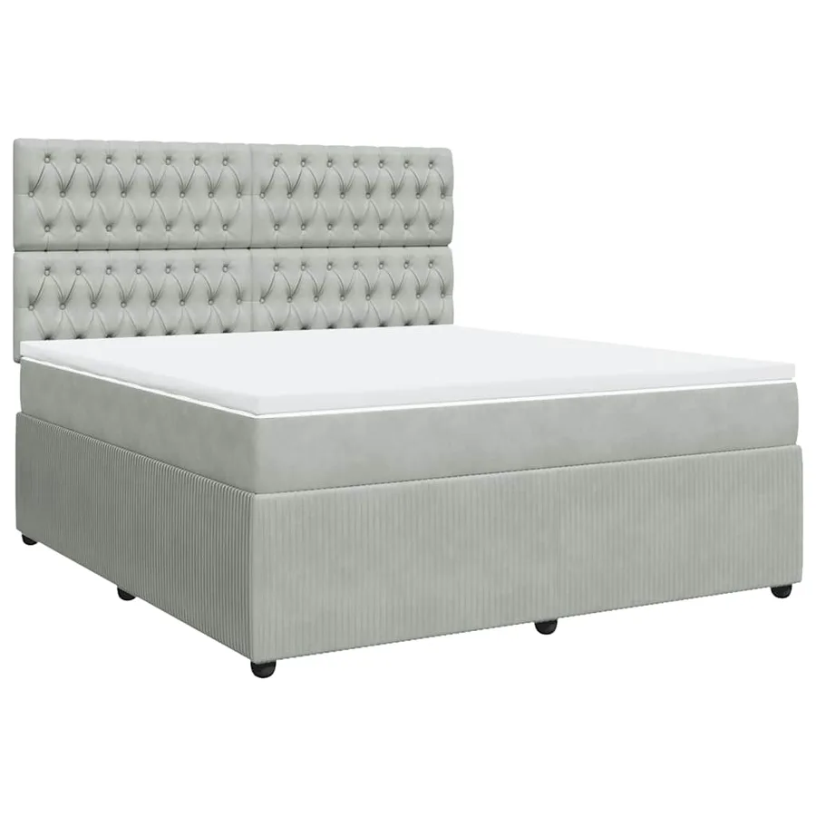 Sommier à lattes de lit et matelas Gris clair 180x200cm Velours - 2