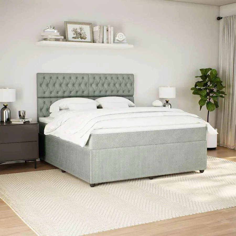 Sommier à lattes de lit et matelas Gris clair 180x200cm Velours - 3