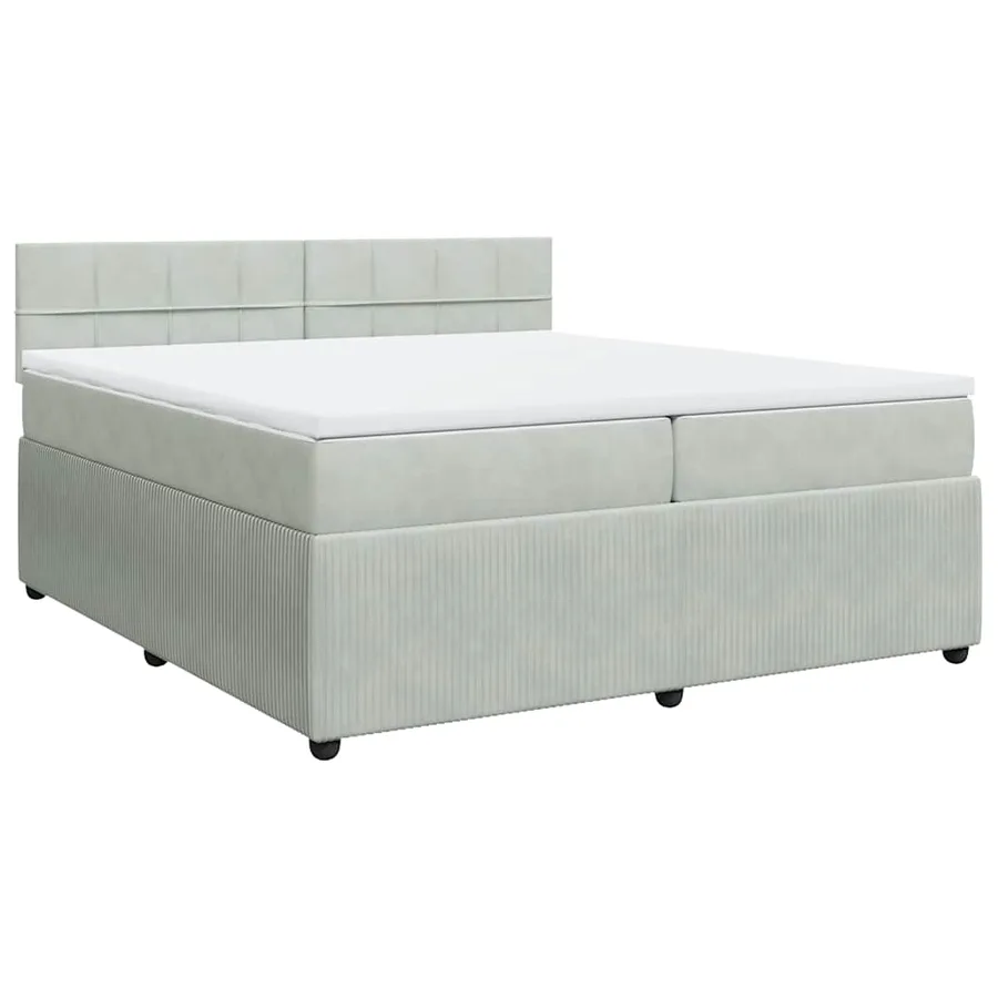 Sommier à lattes de lit et matelas Gris clair 200x200cm Velours - 2