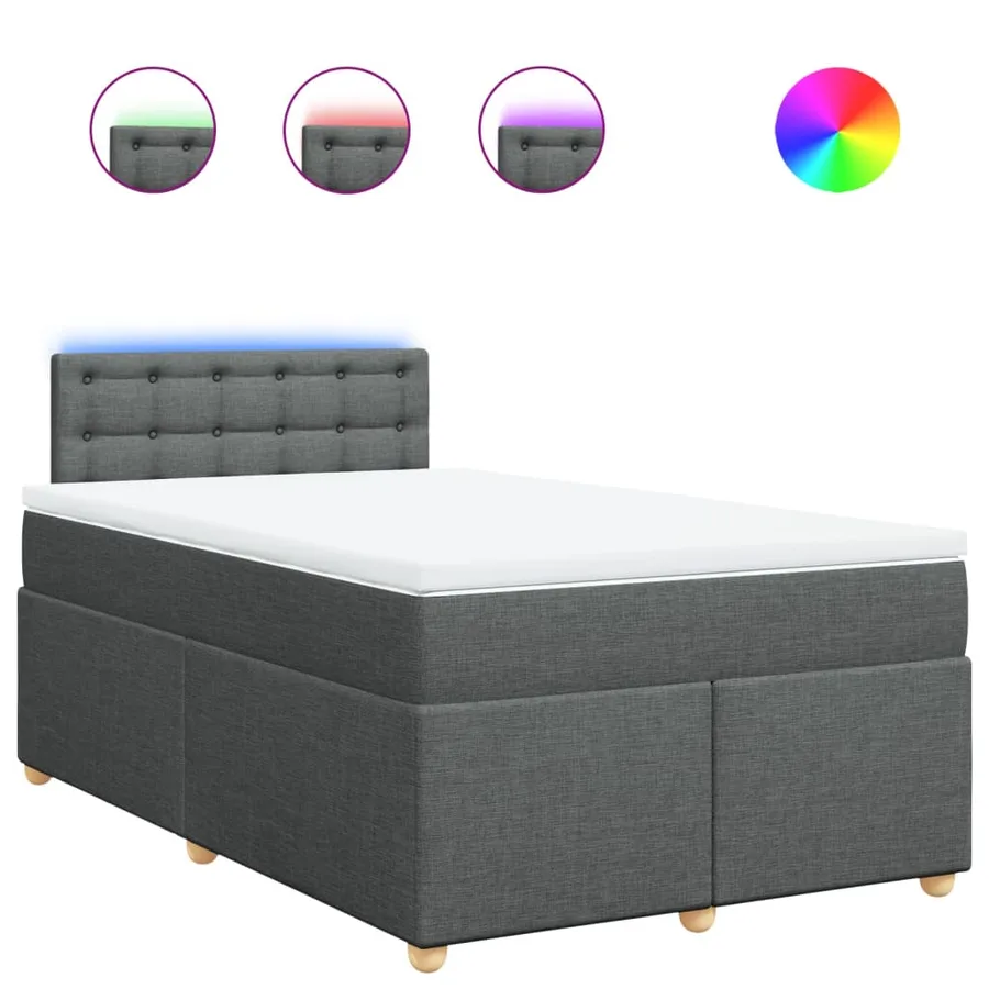 Sommier à lattes de lit avec matelas gris foncé 120x190cm tissu - 2