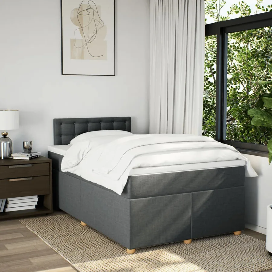 Sommier à lattes de lit avec matelas gris foncé 120x190cm tissu - 4