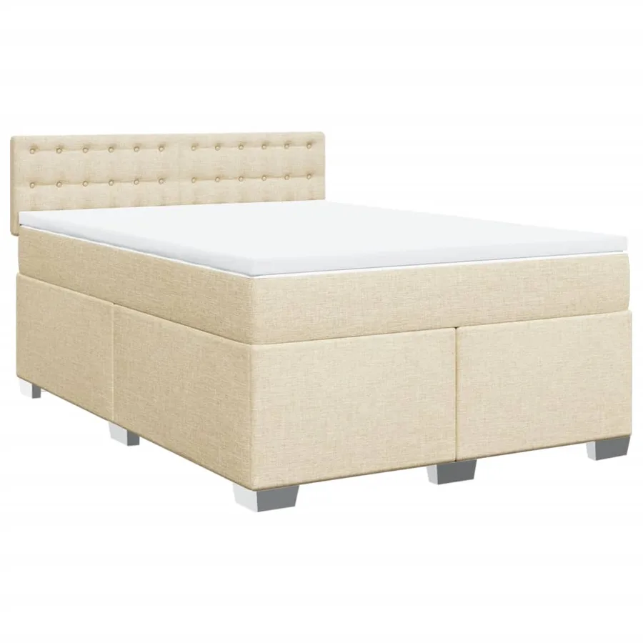 Sommier à lattes de lit avec matelas Crème 140x200 cm Tissu - 3