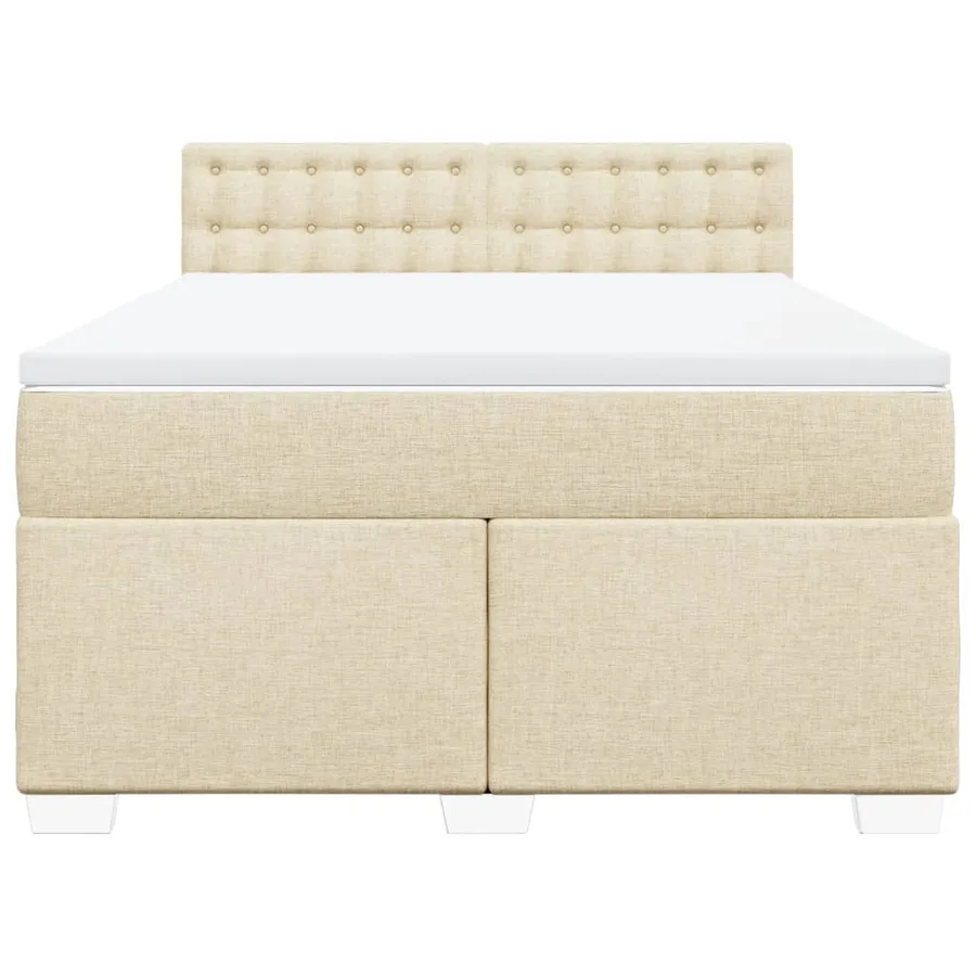Sommier à lattes de lit avec matelas Crème 140x200 cm Tissu - 6