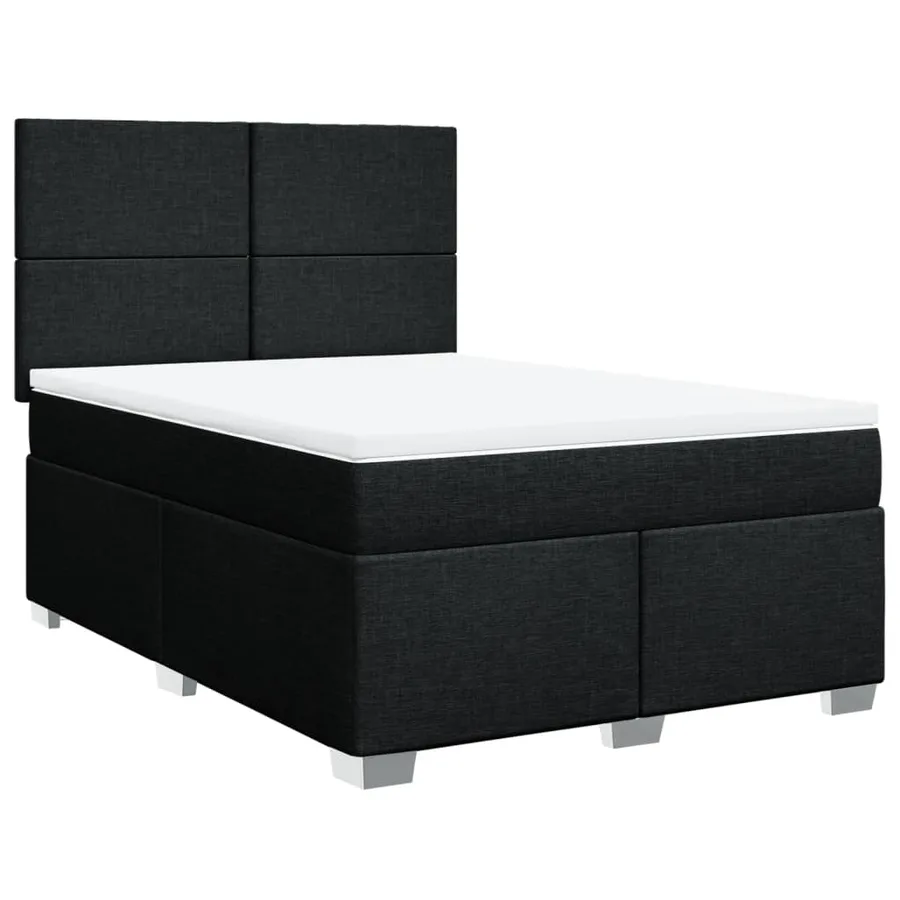 Sommier à lattes de lit avec matelas Noir 140x200 cm Tissu - 2