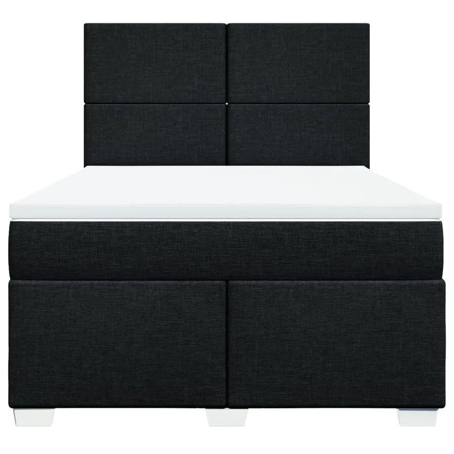 Sommier à lattes de lit avec matelas Noir 140x200 cm Tissu - 4