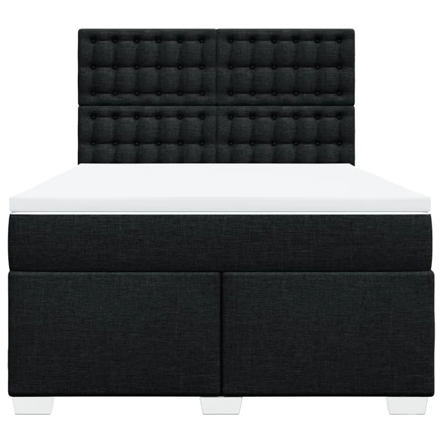 Sommier à lattes de lit avec matelas Noir 140x200 cm Tissu - 6
