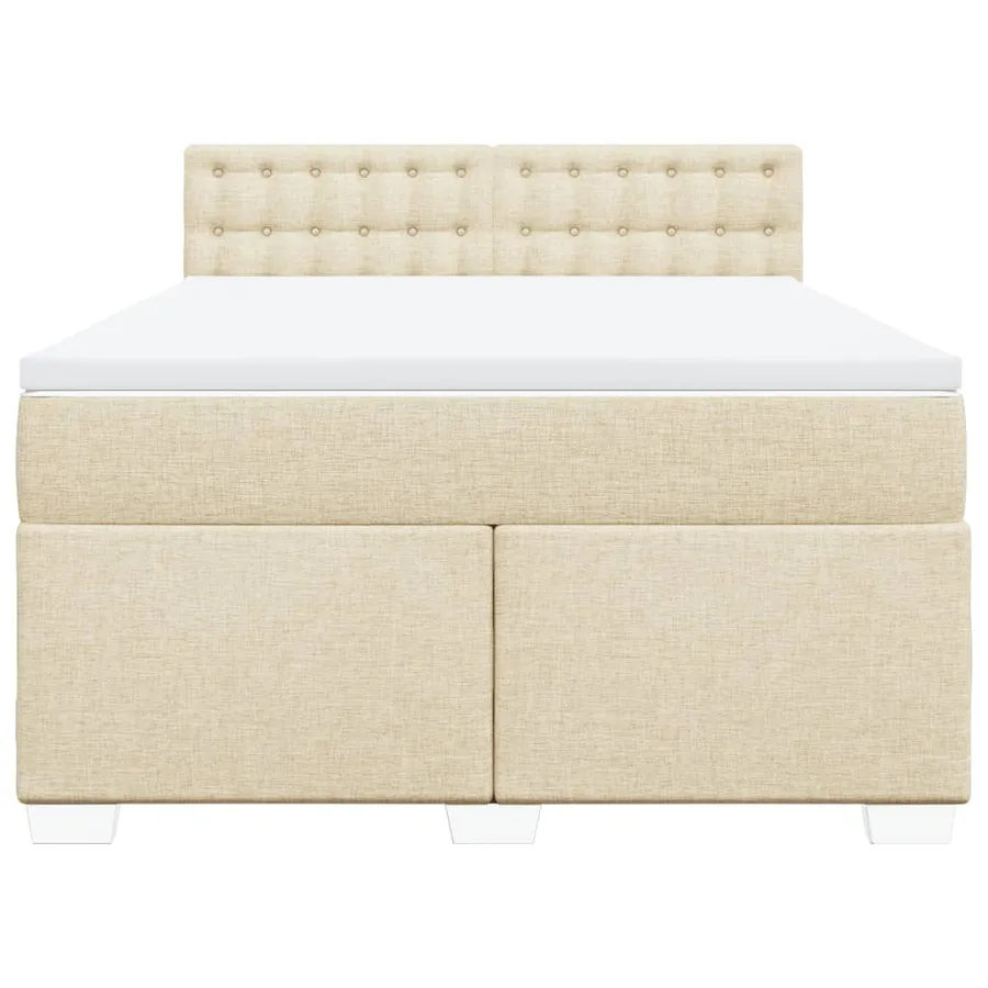 Sommier à lattes de lit avec matelas Crème 140x200 cm Tissu - 4