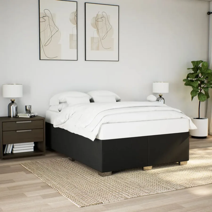 Sommier à lattes de lit avec matelas Noir 140x200 cm Tissu - 3