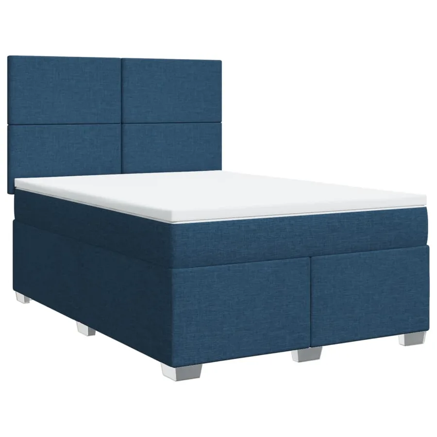 Sommier à lattes de lit avec matelas Bleu 140x200 cm Tissu - 3
