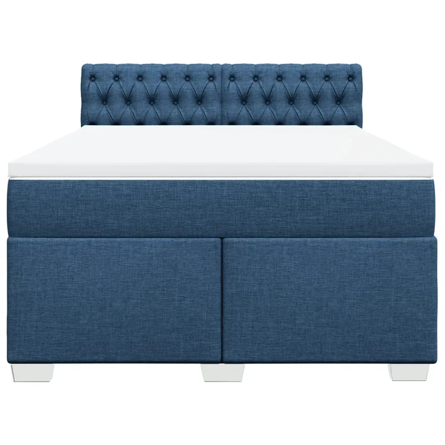 Sommier à lattes de lit avec matelas Bleu 140x200 cm Tissu - 4