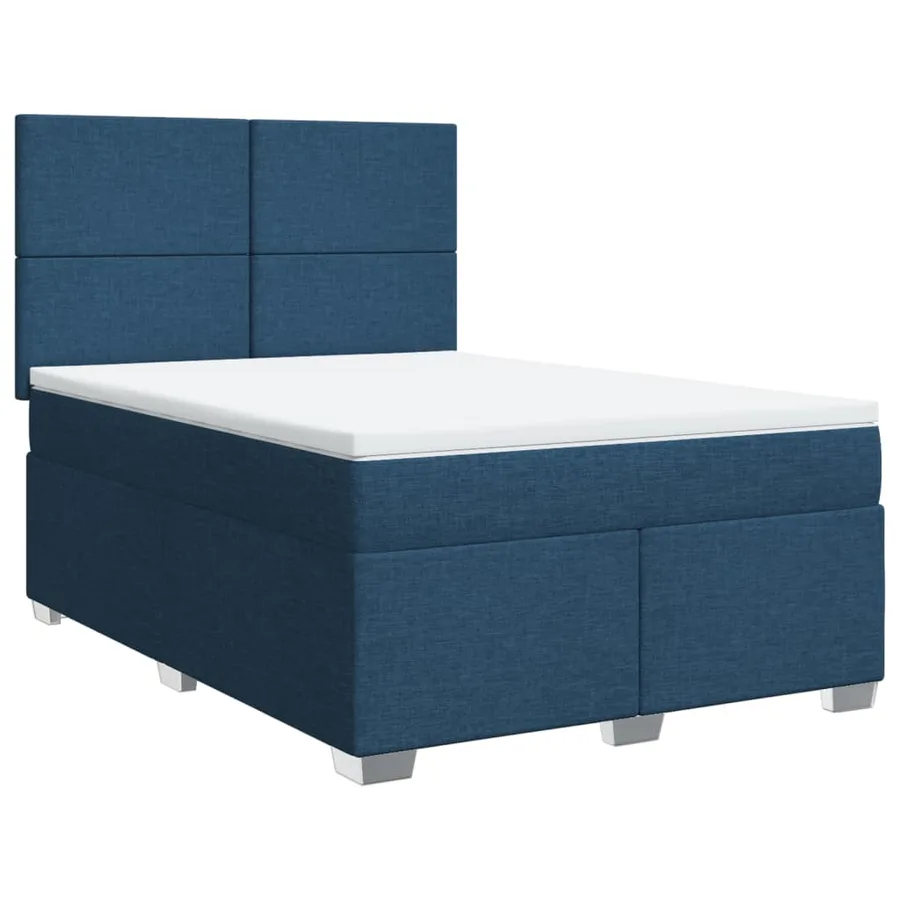 Sommier à lattes de lit avec matelas Bleu 140x200 cm Tissu - 2