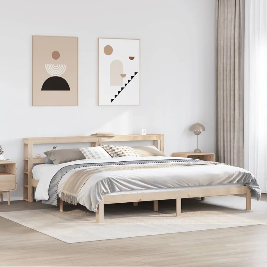 Cadre de lit avec tête de lit sans matelas 200x200 cm