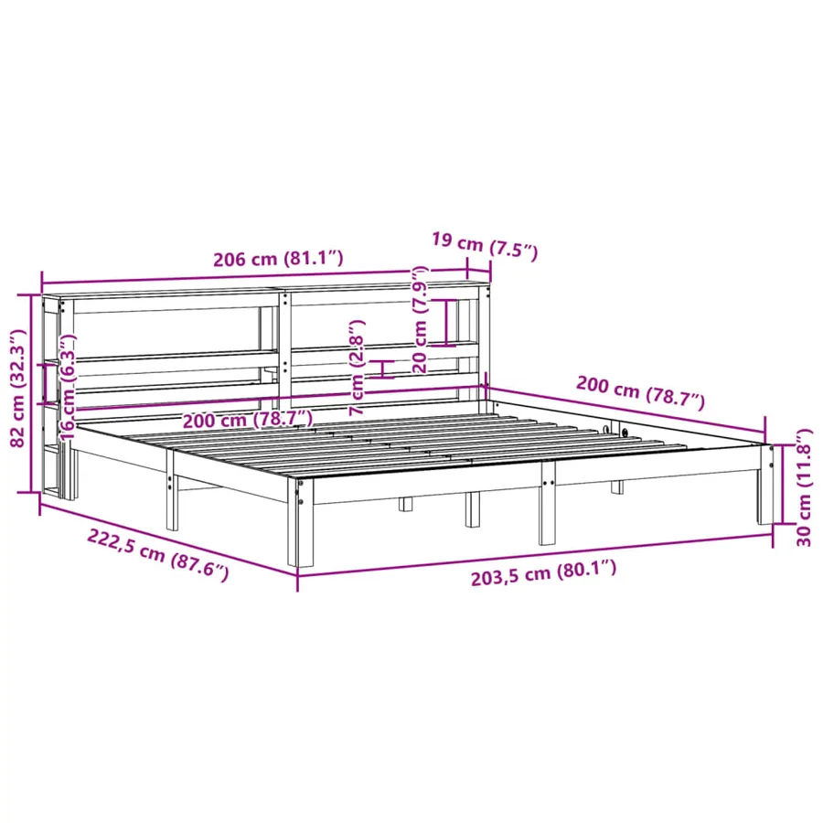 Cadre de lit avec tête de lit sans matelas 200x200 cm - 11