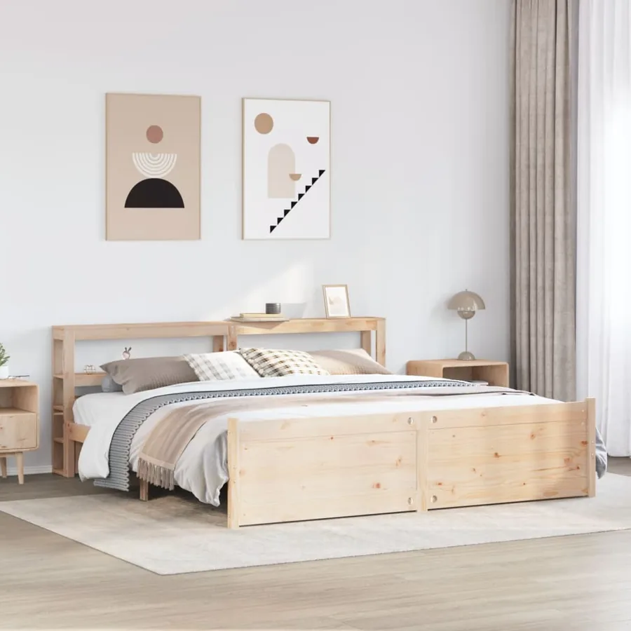 Cadre de lit avec tête de lit sans matelas 200x200 cm