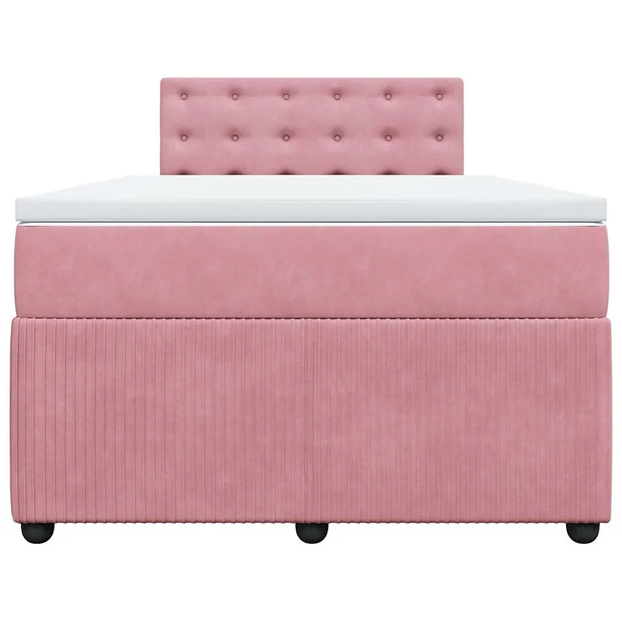 Sommier à lattes de lit avec matelas rose 120x190 cm velours - 4