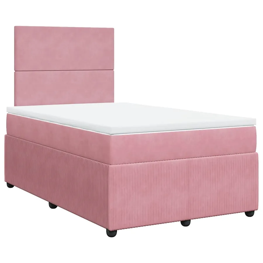 Sommier à lattes de lit avec matelas rose 120x190 cm velours - 2
