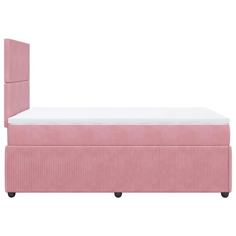 Sommier à lattes de lit avec matelas rose 120x190 cm velours - 5