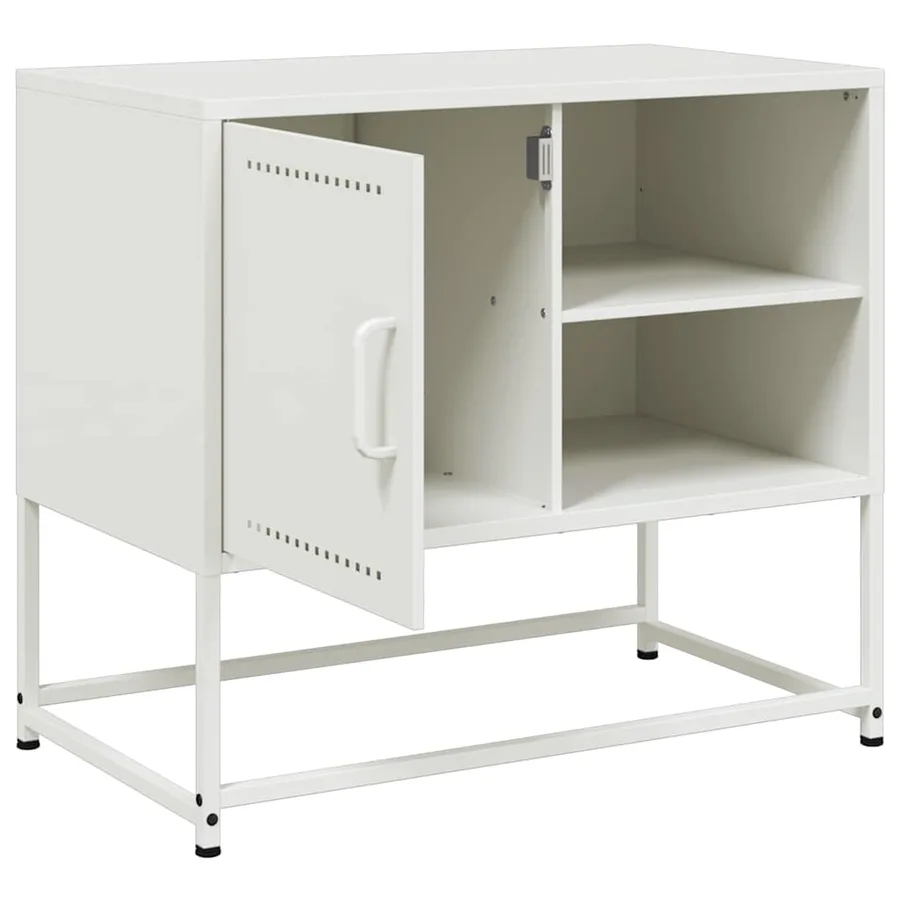 Meuble TV blanc 68x39x60,5 cm acier - 10