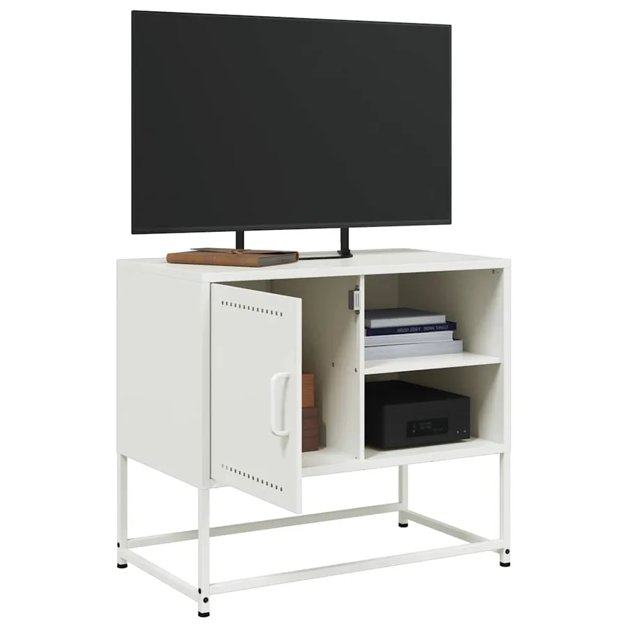 Meuble TV blanc 68x39x60,5 cm acier - 4