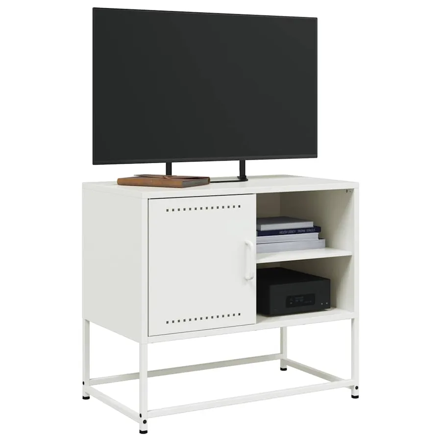 Meuble TV blanc 68x39x60,5 cm acier - 5