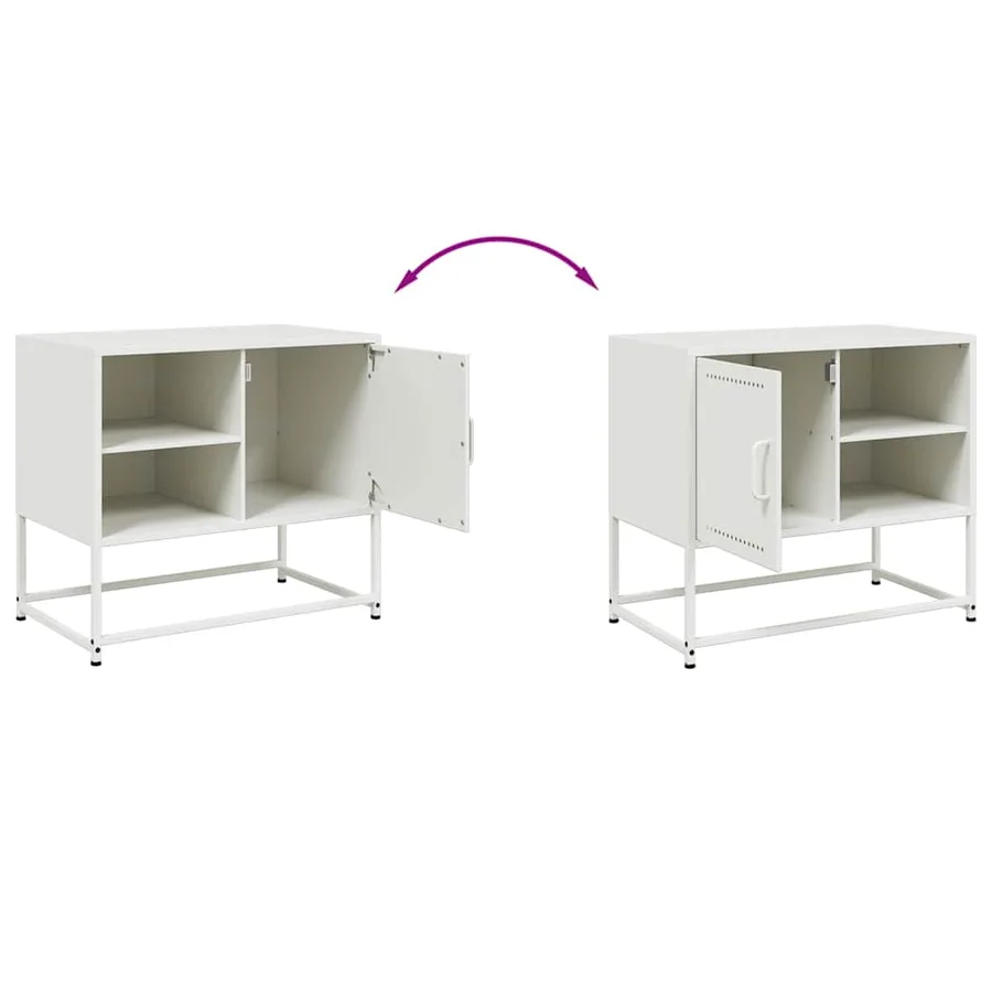 Meuble TV blanc 68x39x60,5 cm acier - 9