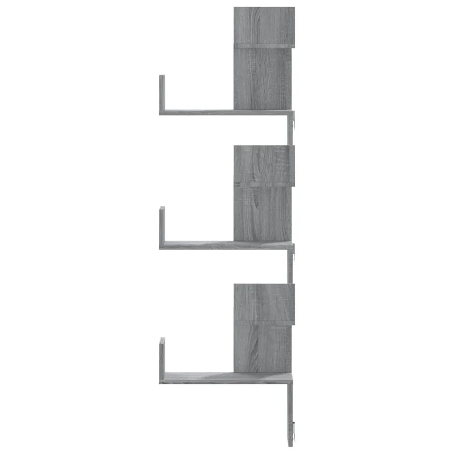 Étagère d'angle murale sonoma gris 45x45x147cm bois ingénierie - 4