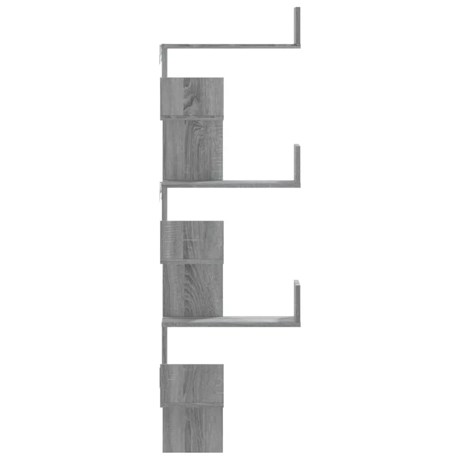 Étagère d'angle murale sonoma gris 45x45x147cm bois ingénierie - 5