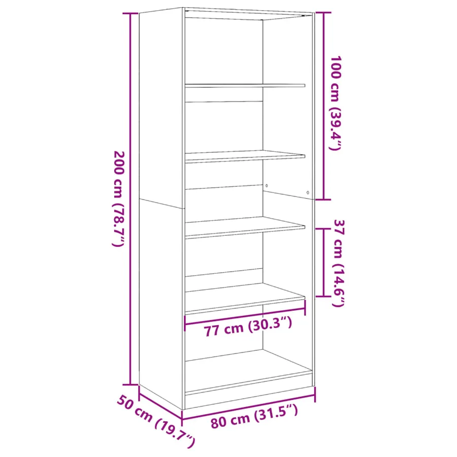 Garde-robe chêne sonoma 80x50x200 cm bois d'ingénierie - 9
