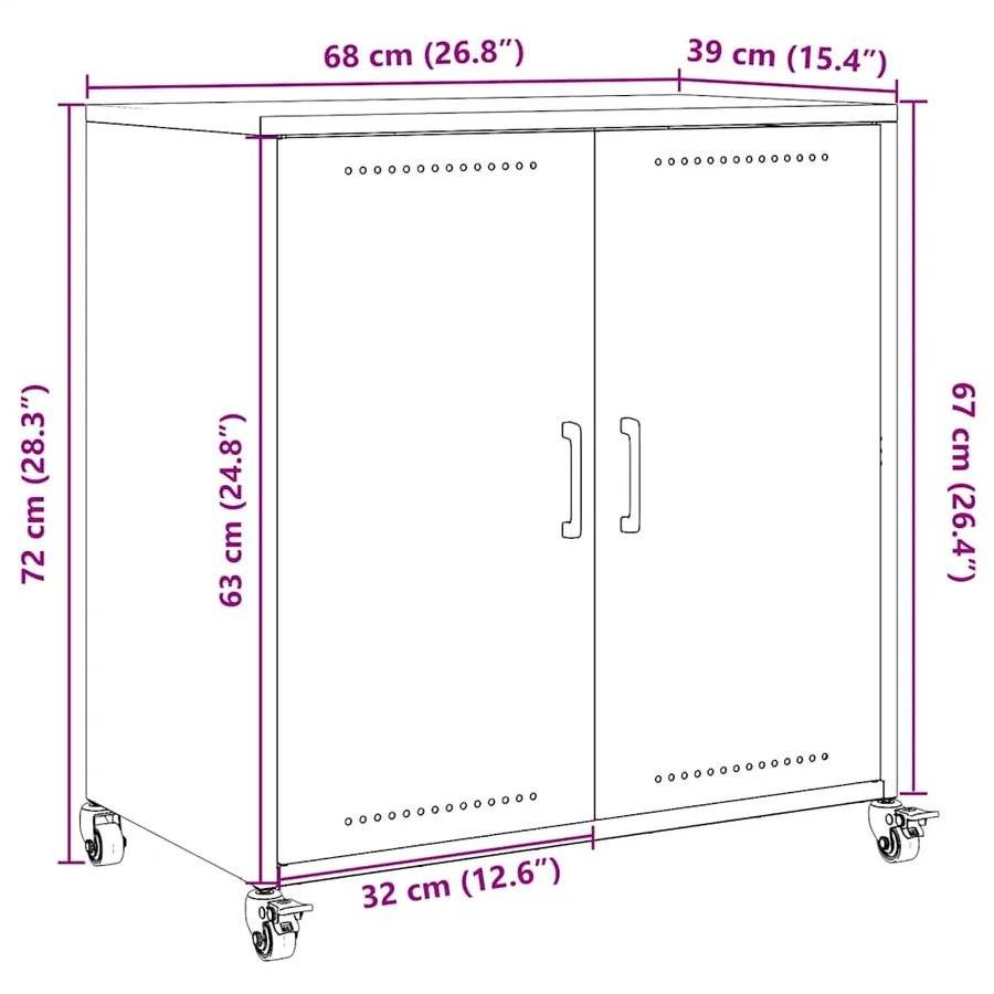 Buffet jaune moutarde 68x39x72 cm acier - 13