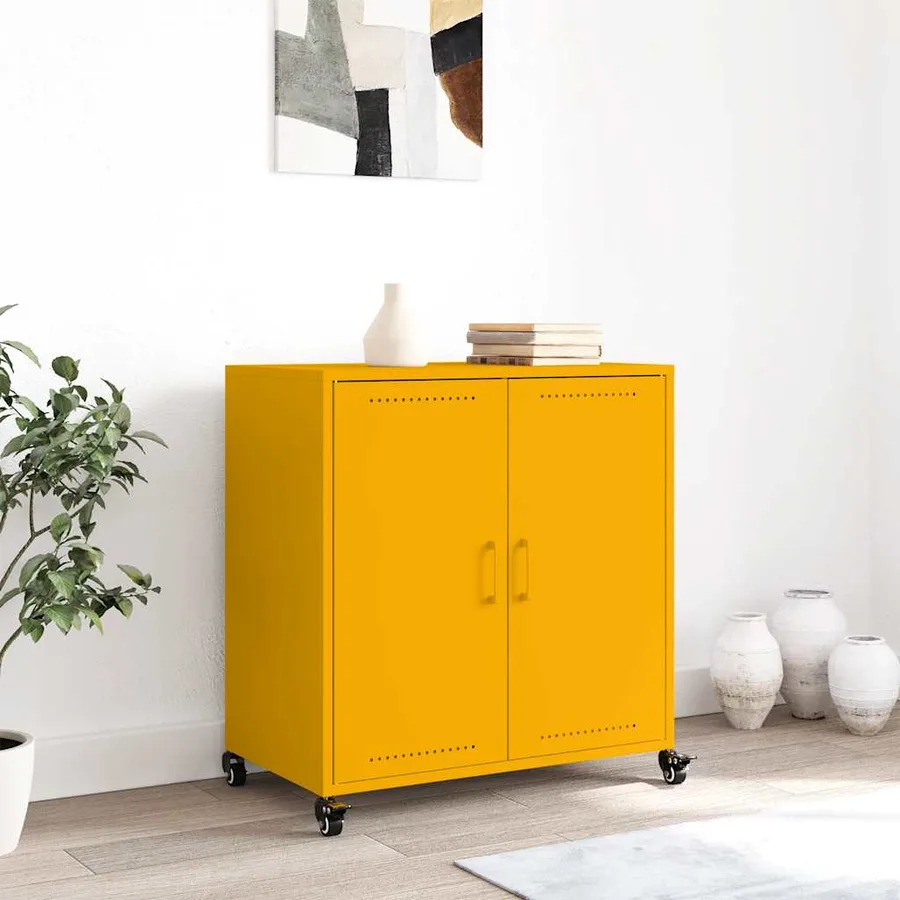 Buffet jaune moutarde 68x39x72 cm acier - 3