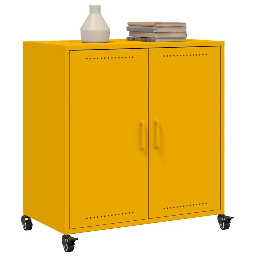 Buffet jaune moutarde 68x39x72 cm acier - 4