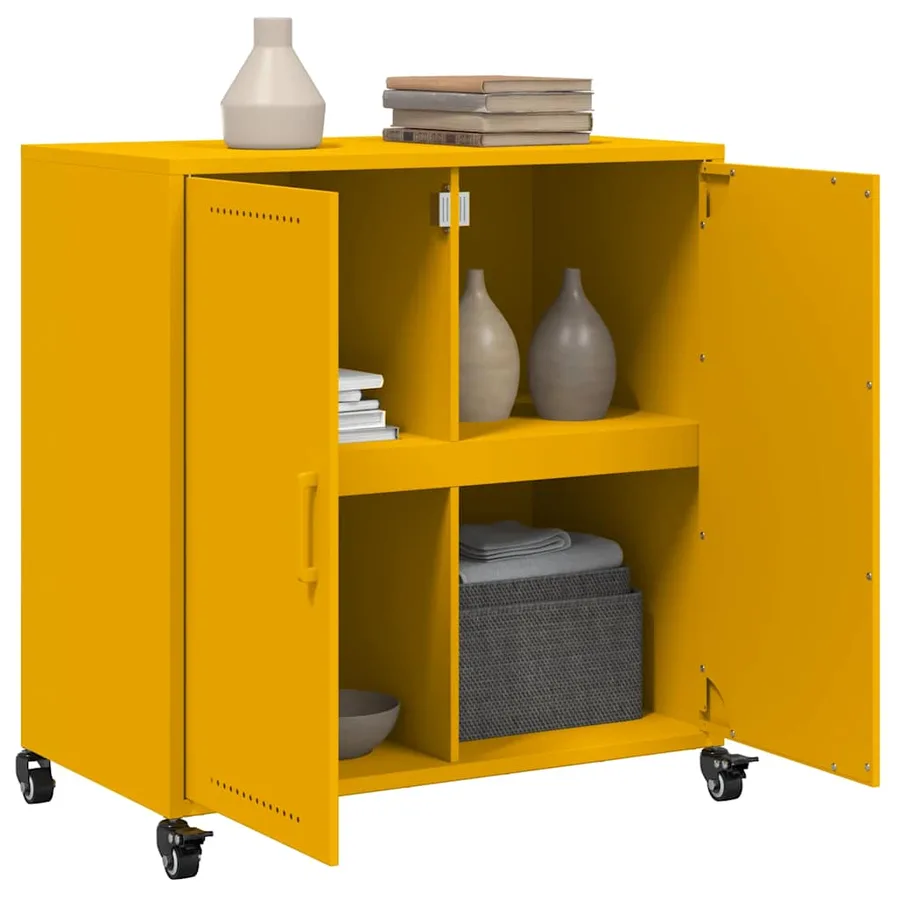 Buffet jaune moutarde 68x39x72 cm acier - 5