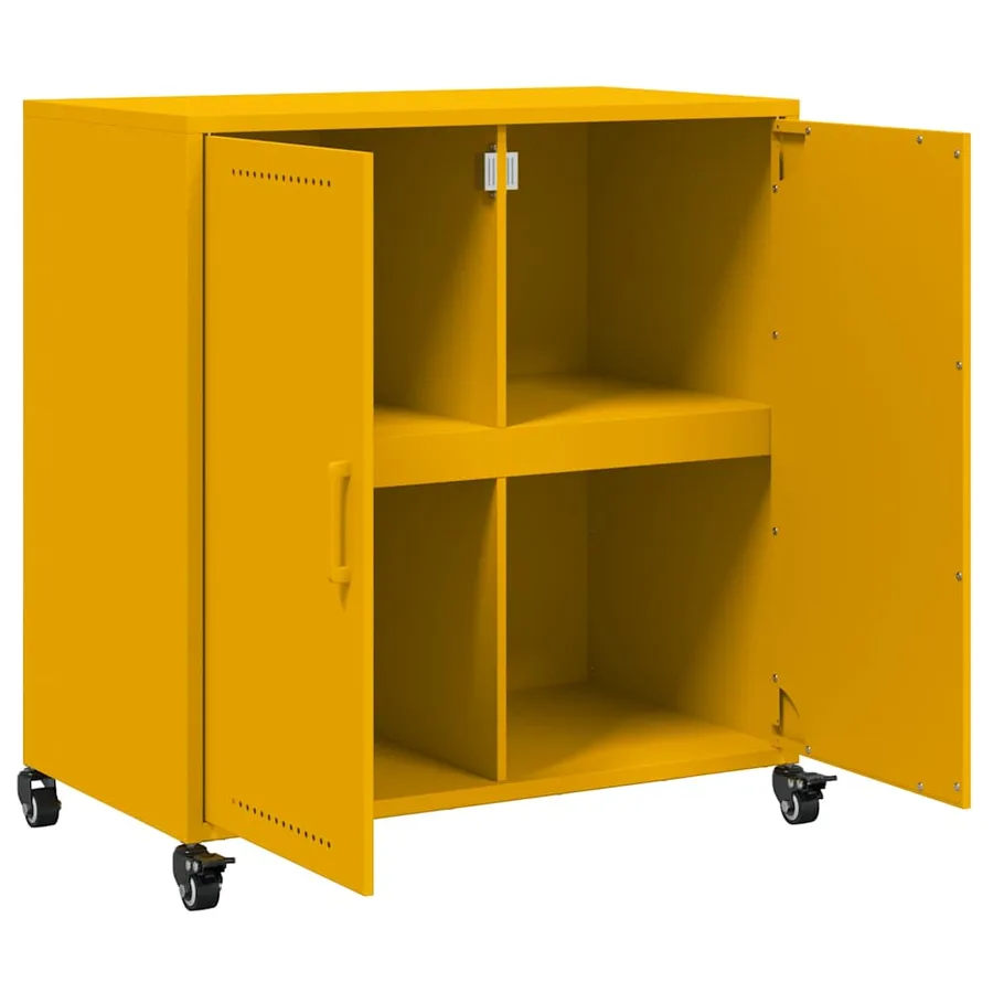 Buffet jaune moutarde 68x39x72 cm acier - 9