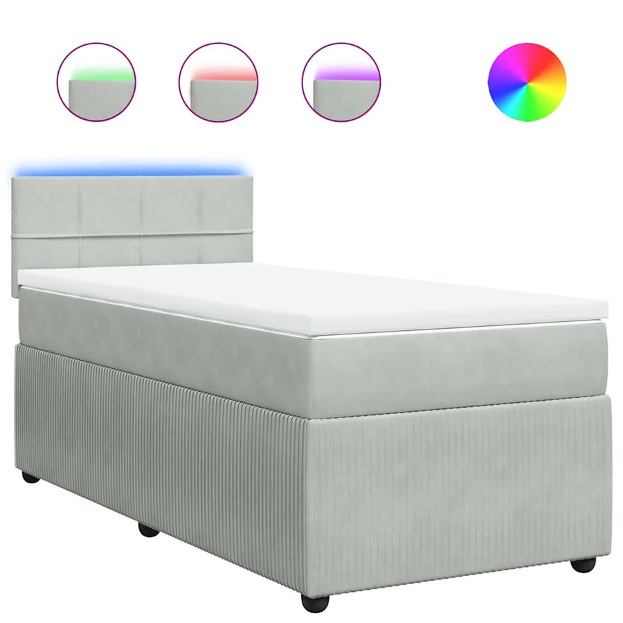 Sommier à lattes de lit et matelas Gris clair 90x190 cm Velours - 2