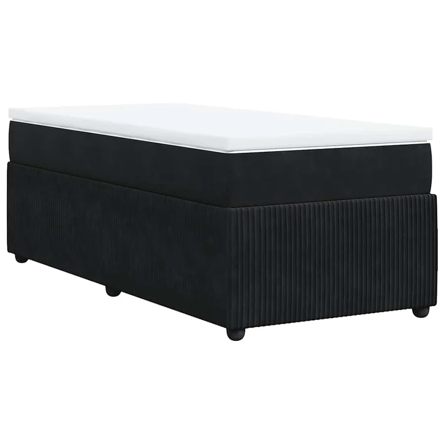 Sommier à lattes de lit avec matelas Noir 100x200 cm Velours - 9