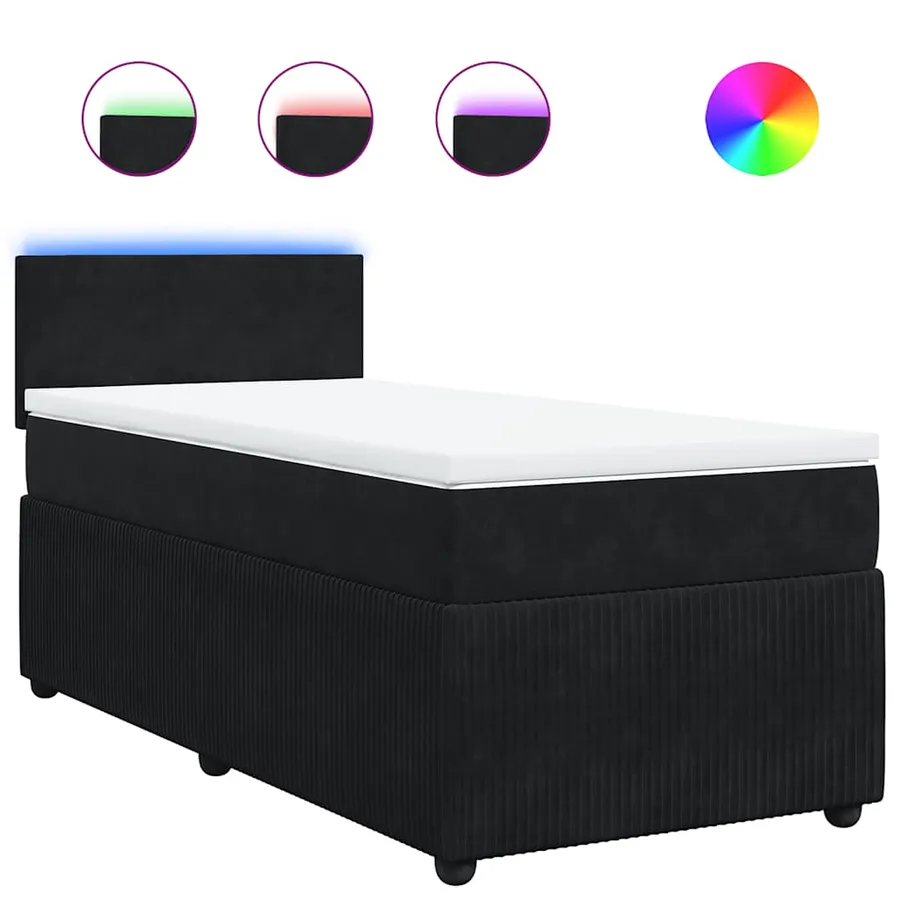 Sommier à lattes de lit avec matelas Noir 100x200 cm Velours - 2