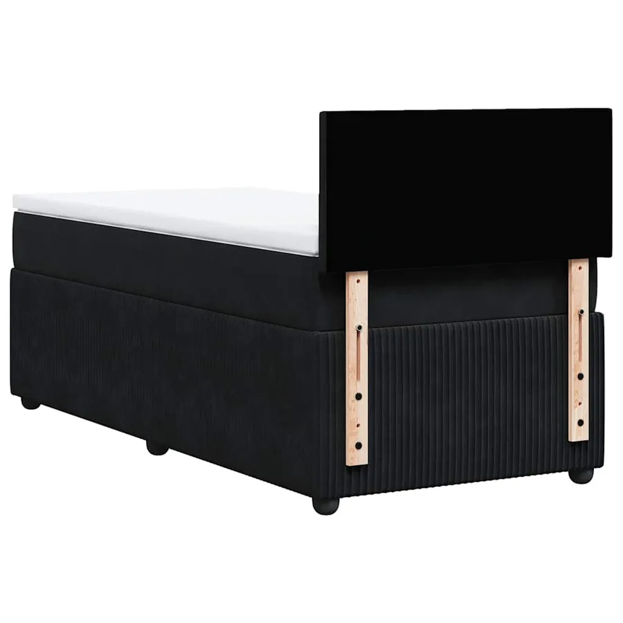 Sommier à lattes de lit avec matelas Noir 100x200 cm Velours - 8